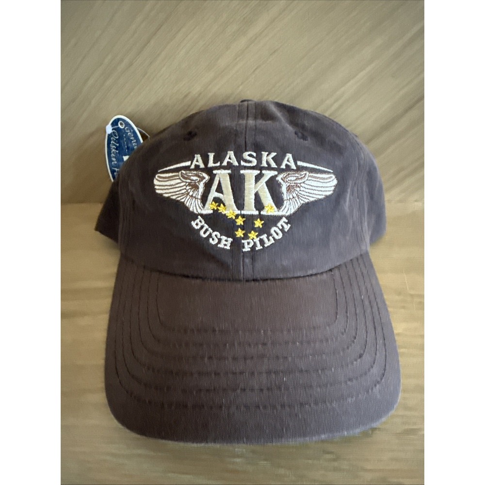 Vintage Alaska AK Bush Pilot Hat Brown Canvas Baseball Cap Arctic Circle Cotton
